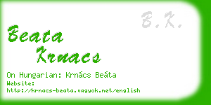 beata krnacs business card