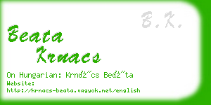 beata krnacs business card